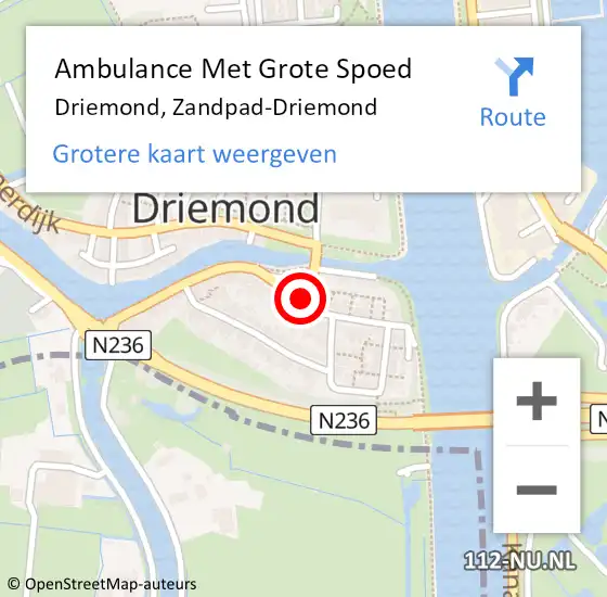 Locatie op kaart van de 112 melding: Ambulance Met Grote Spoed Naar Driemond, Zandpad-Driemond op 2 oktober 2013 10:56