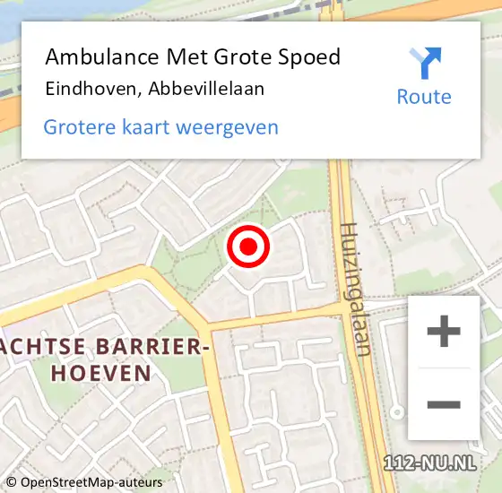 Locatie op kaart van de 112 melding: Ambulance Met Grote Spoed Naar Eindhoven, Abbevillelaan op 9 september 2020 12:17