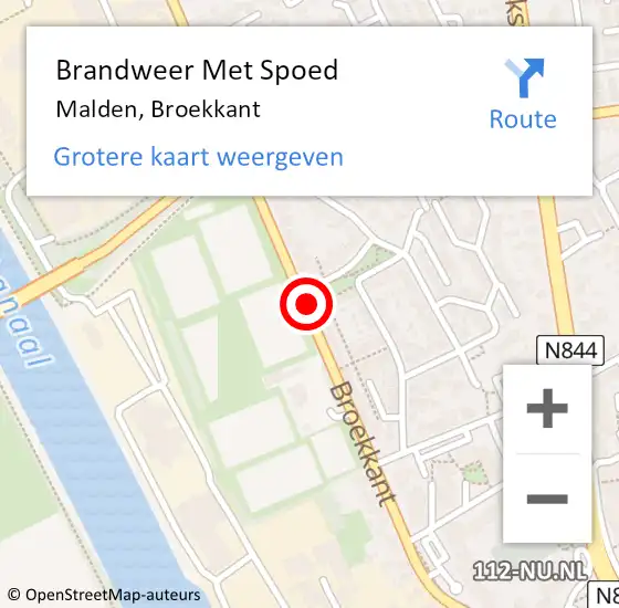 Locatie op kaart van de 112 melding: Brandweer Met Spoed Naar Malden, Broekkant op 9 september 2020 13:00