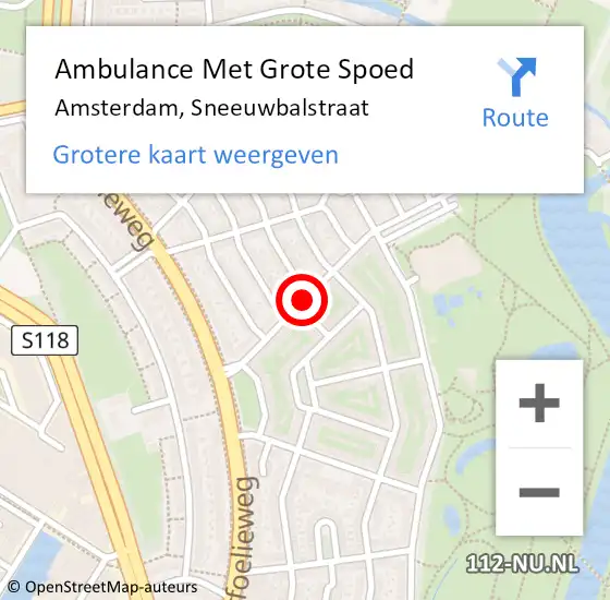 Locatie op kaart van de 112 melding: Ambulance Met Grote Spoed Naar Amsterdam, Sneeuwbalstraat op 9 september 2020 13:21