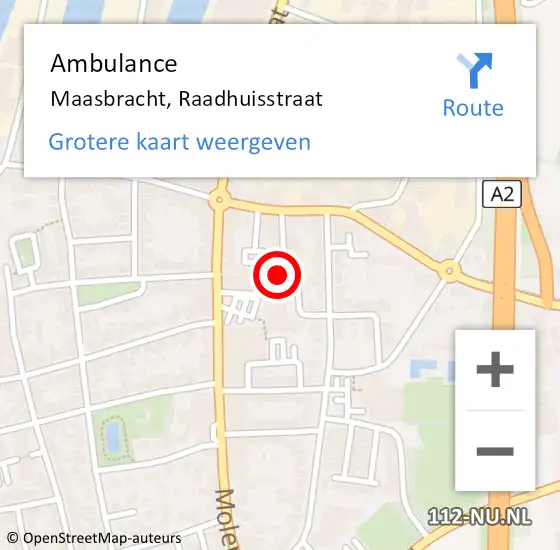 Locatie op kaart van de 112 melding: Ambulance Maasbracht, Raadhuisstraat op 9 september 2020 13:21