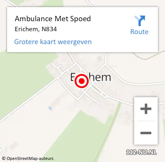 Locatie op kaart van de 112 melding: Ambulance Met Spoed Naar Erichem, N834 op 9 september 2020 13:30