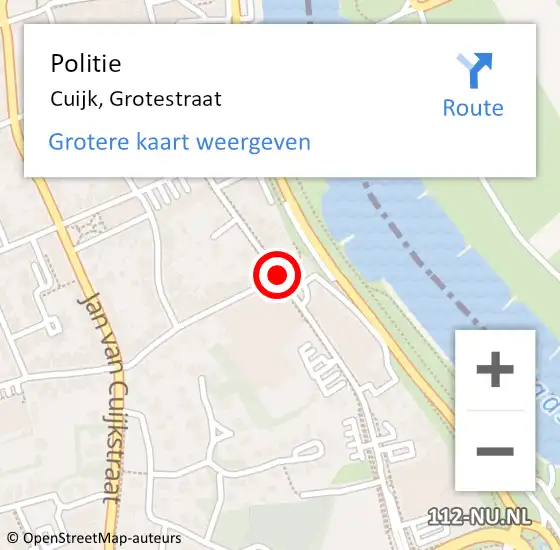 Locatie op kaart van de 112 melding: Politie Cuijk, Grotestraat op 9 september 2020 14:16