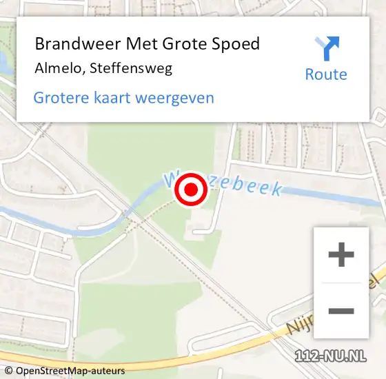 Locatie op kaart van de 112 melding: Brandweer Met Grote Spoed Naar Almelo, Steffensweg op 9 september 2020 15:34