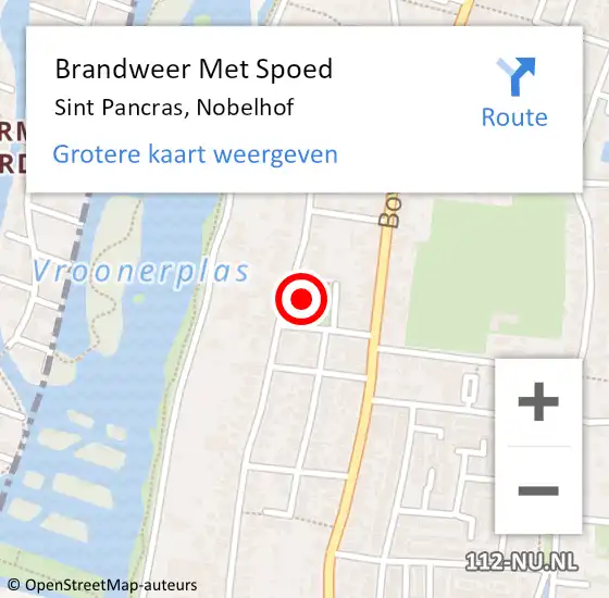 Locatie op kaart van de 112 melding: Brandweer Met Spoed Naar Sint Pancras, Nobelhof op 9 september 2020 15:52