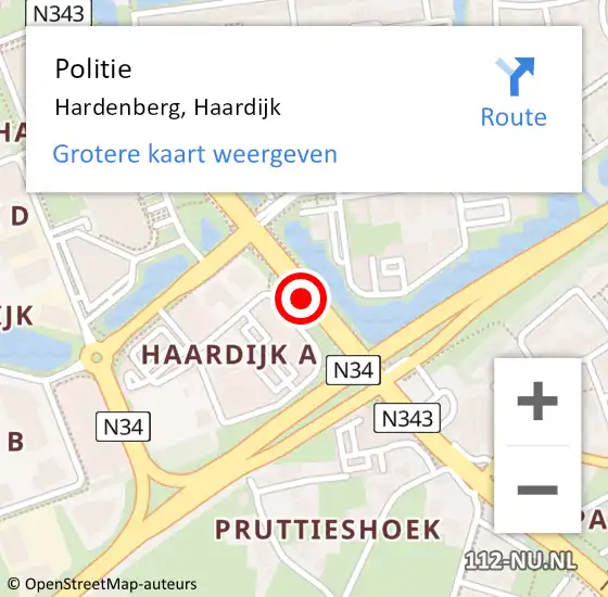 Locatie op kaart van de 112 melding: Politie Hardenberg, Haardijk op 9 september 2020 15:55