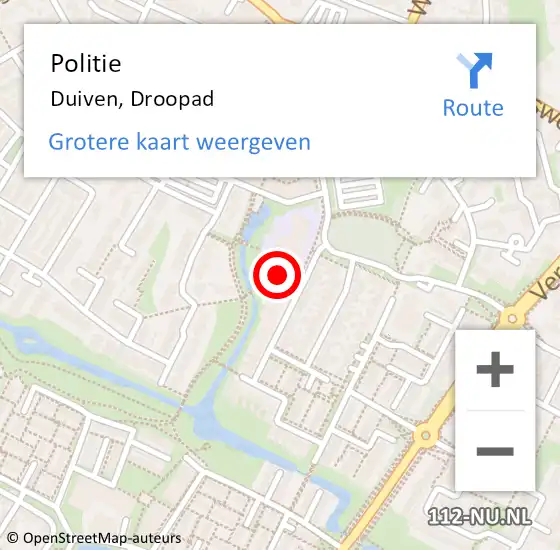 Locatie op kaart van de 112 melding: Politie Duiven, Droopad op 9 september 2020 16:16