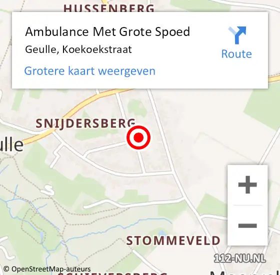 Locatie op kaart van de 112 melding: Ambulance Met Grote Spoed Naar Geulle, Koekoekstraat op 18 mei 2014 13:46