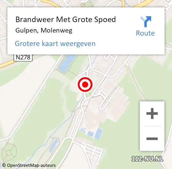 Locatie op kaart van de 112 melding: Brandweer Met Grote Spoed Naar Gulpen, Molenweg op 9 september 2020 17:11