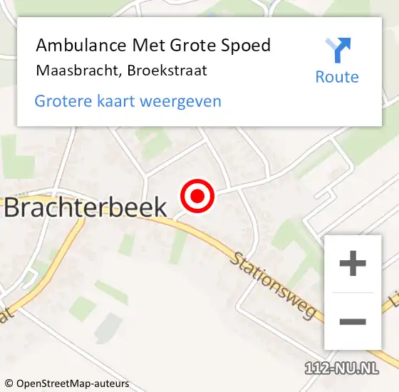 Locatie op kaart van de 112 melding: Ambulance Met Grote Spoed Naar Maasbracht, Broekstraat op 18 mei 2014 13:49