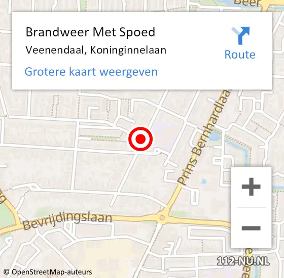 Locatie op kaart van de 112 melding: Brandweer Met Spoed Naar Veenendaal, Koninginnelaan op 9 september 2020 17:35