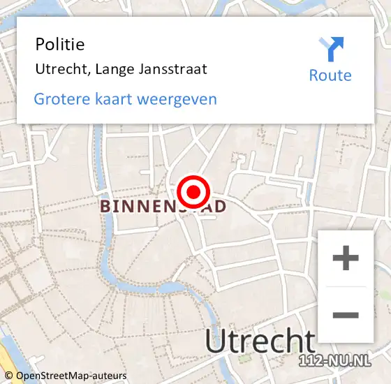 Locatie op kaart van de 112 melding: Politie Utrecht, Lange Jansstraat op 9 september 2020 19:18