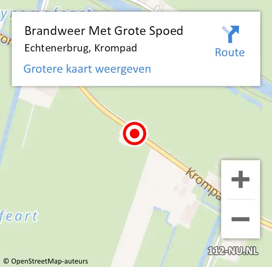 Locatie op kaart van de 112 melding: Brandweer Met Grote Spoed Naar Echtenerbrug, Krompad op 9 september 2020 21:26
