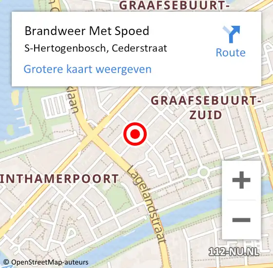 Locatie op kaart van de 112 melding: Brandweer Met Spoed Naar S-Hertogenbosch, Cederstraat op 9 september 2020 22:22