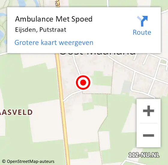 Locatie op kaart van de 112 melding: Ambulance Met Spoed Naar Eijsden, Putstraat op 18 mei 2014 14:14