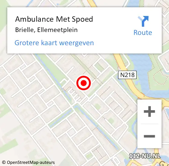 Locatie op kaart van de 112 melding: Ambulance Met Spoed Naar Brielle, Ellemeetplein op 10 september 2020 03:38