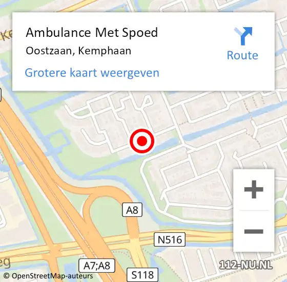 Locatie op kaart van de 112 melding: Ambulance Met Spoed Naar Oostzaan, Kemphaan op 10 september 2020 03:44