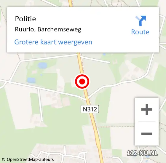 Locatie op kaart van de 112 melding: Politie Ruurlo, Barchemseweg op 10 september 2020 07:02