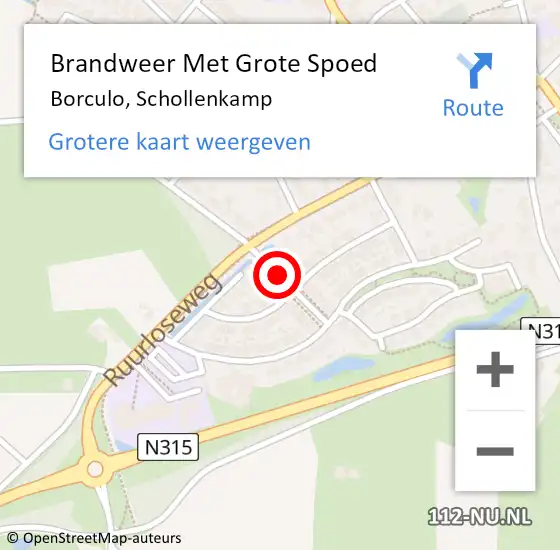 Locatie op kaart van de 112 melding: Brandweer Met Grote Spoed Naar Borculo, Schollenkamp op 18 mei 2014 14:31