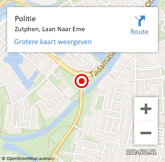 Locatie op kaart van de 112 melding: Politie Zutphen, Laan Naar Eme op 10 september 2020 08:26