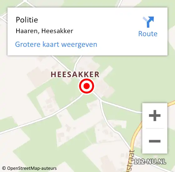 Locatie op kaart van de 112 melding: Politie Haaren, Heesakker op 10 september 2020 08:30