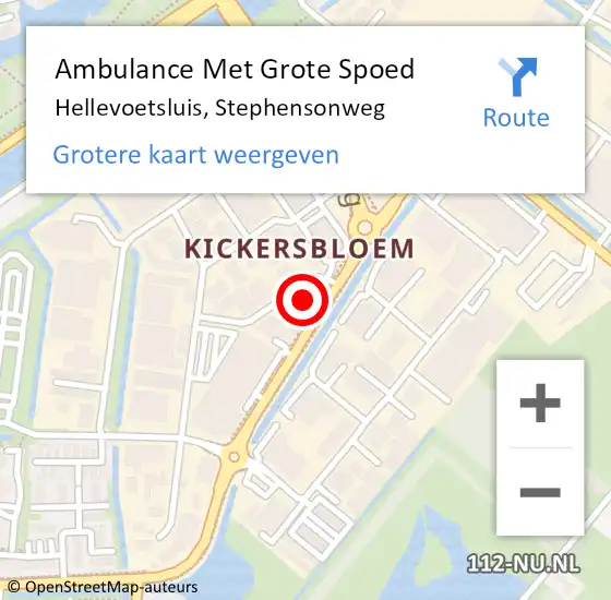 Locatie op kaart van de 112 melding: Ambulance Met Grote Spoed Naar Hellevoetsluis, Stephensonweg op 18 mei 2014 14:43