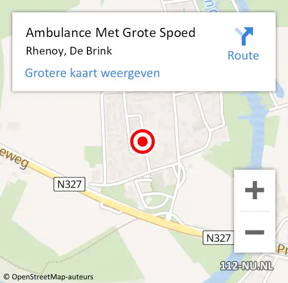 Locatie op kaart van de 112 melding: Ambulance Met Grote Spoed Naar Rhenoy, De Brink op 10 september 2020 12:23
