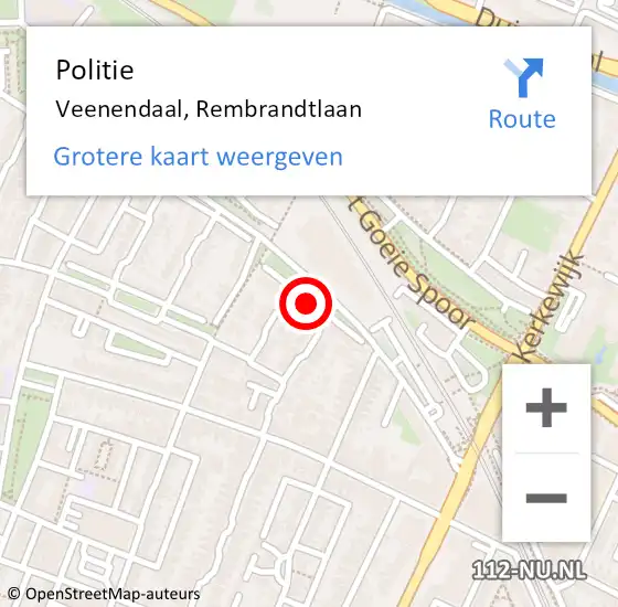 Locatie op kaart van de 112 melding: Politie Veenendaal, Rembrandtlaan op 10 september 2020 13:02