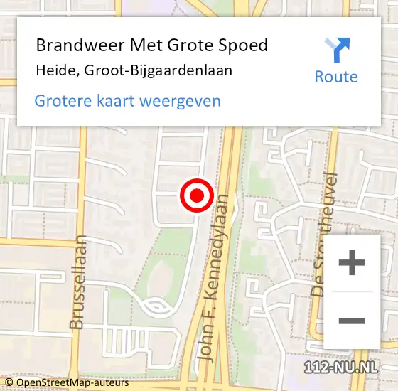 Locatie op kaart van de 112 melding: Brandweer Met Grote Spoed Naar Heide, Groot-Bijgaardenlaan op 18 mei 2014 15:07