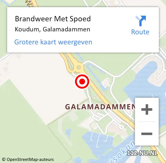 Locatie op kaart van de 112 melding: Brandweer Met Spoed Naar Koudum, Galamadammen op 10 september 2020 14:46