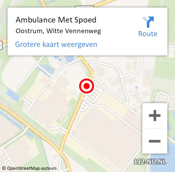 Locatie op kaart van de 112 melding: Ambulance Met Spoed Naar Oostrum, Witte Vennenweg op 10 september 2020 14:57
