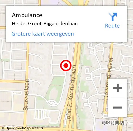 Locatie op kaart van de 112 melding: Ambulance Heide, Groot-Bijgaardenlaan op 18 mei 2014 15:12