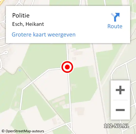 Locatie op kaart van de 112 melding: Politie Esch, Heikant op 10 september 2020 16:45
