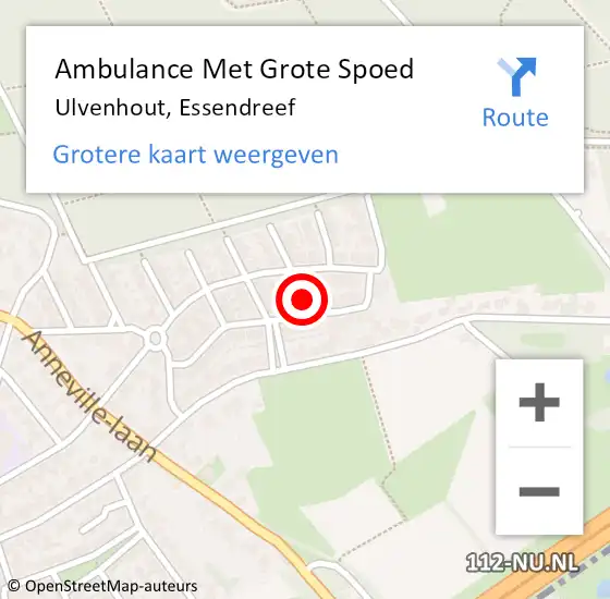 Locatie op kaart van de 112 melding: Ambulance Met Grote Spoed Naar Ulvenhout, Essendreef op 18 mei 2014 15:18