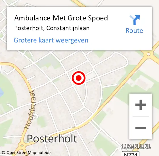 Locatie op kaart van de 112 melding: Ambulance Met Grote Spoed Naar Posterholt, Constantijnlaan op 18 mei 2014 15:23