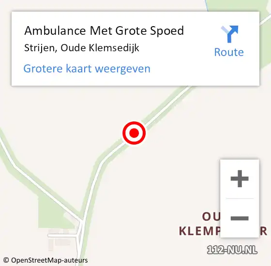 Locatie op kaart van de 112 melding: Ambulance Met Grote Spoed Naar Strijen, Oude Klemsedijk op 10 september 2020 17:39