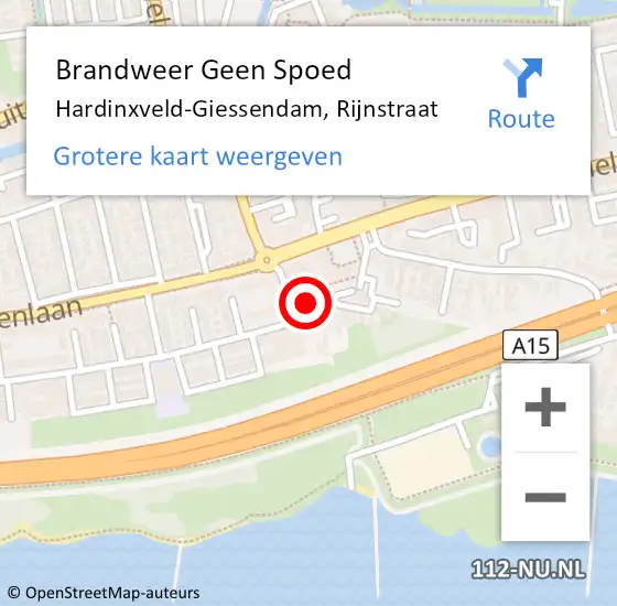 Locatie op kaart van de 112 melding: Brandweer Geen Spoed Naar Hardinxveld-Giessendam, Rijnstraat op 10 september 2020 17:45