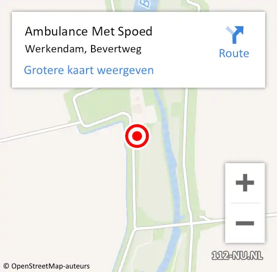 Locatie op kaart van de 112 melding: Ambulance Met Spoed Naar Werkendam, Bevertweg op 18 mei 2014 15:26