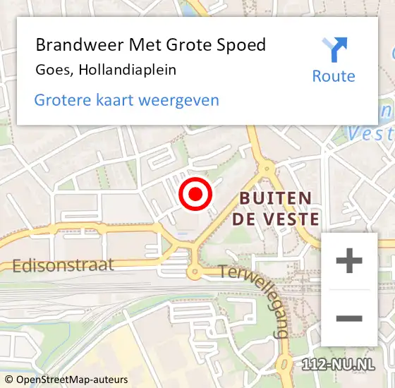 Locatie op kaart van de 112 melding: Brandweer Met Grote Spoed Naar Goes, Hollandiaplein op 10 september 2020 17:46