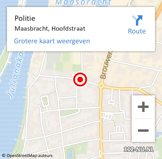 Locatie op kaart van de 112 melding: Politie Maasbracht, Hoofdstraat op 10 september 2020 18:10