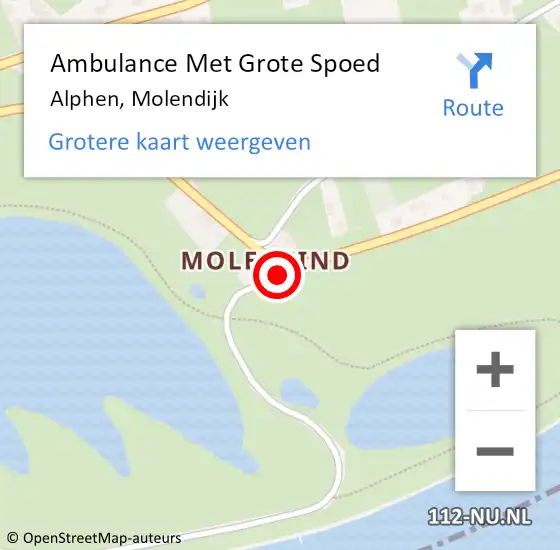 Locatie op kaart van de 112 melding: Ambulance Met Grote Spoed Naar Alphen, Molendijk op 10 september 2020 18:46