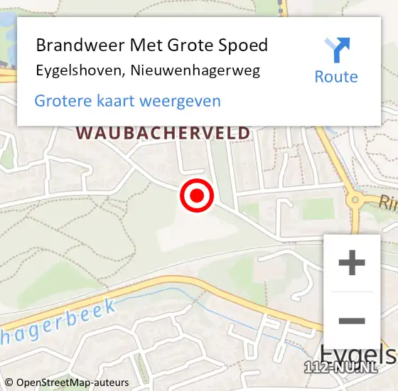 Locatie op kaart van de 112 melding: Brandweer Met Grote Spoed Naar Eygelshoven, Nieuwenhagerweg op 10 september 2020 19:39