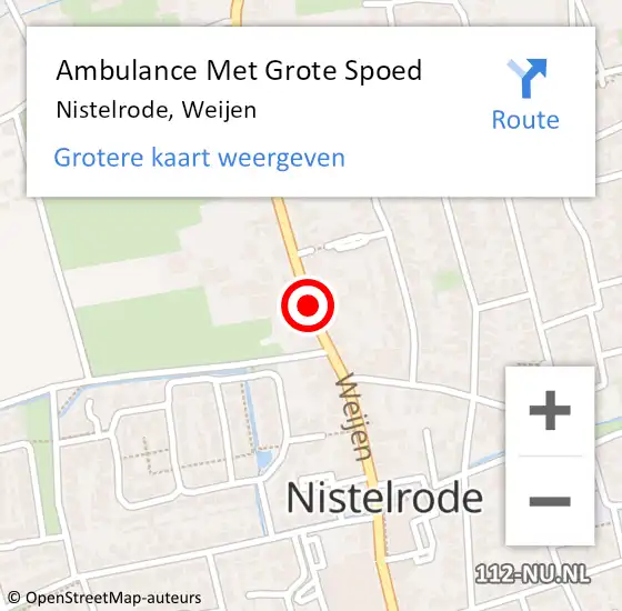 Locatie op kaart van de 112 melding: Ambulance Met Grote Spoed Naar Nistelrode, Weijen op 10 september 2020 19:41