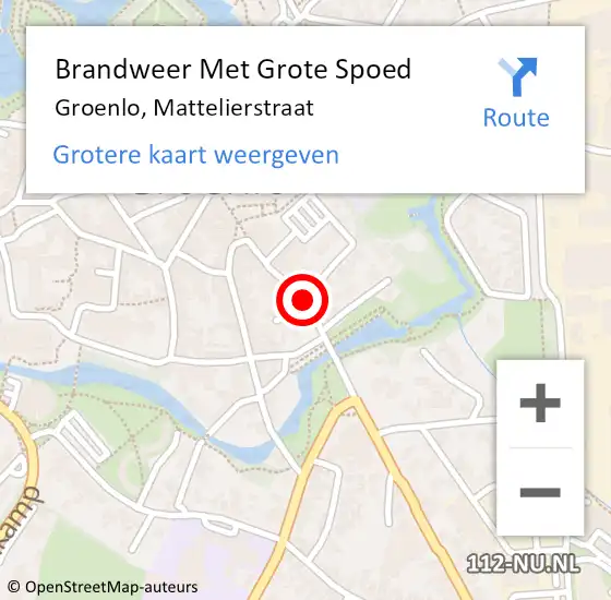 Locatie op kaart van de 112 melding: Brandweer Met Grote Spoed Naar Groenlo, Mattelierstraat op 10 september 2020 20:55