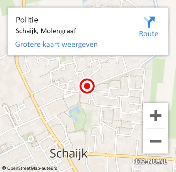 Locatie op kaart van de 112 melding: Politie Schaijk, Molengraaf op 10 september 2020 21:29