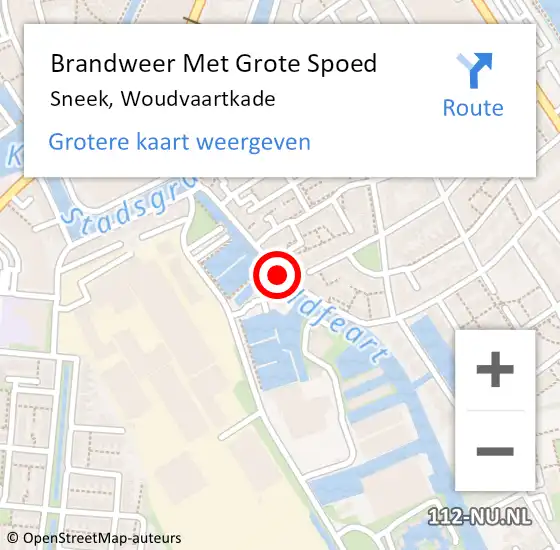 Locatie op kaart van de 112 melding: Brandweer Met Grote Spoed Naar Sneek, Woudvaartkade op 10 september 2020 22:38