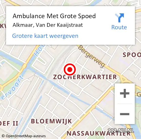 Locatie op kaart van de 112 melding: Ambulance Met Grote Spoed Naar Alkmaar, Van Der Kaaijstraat op 10 september 2020 23:36