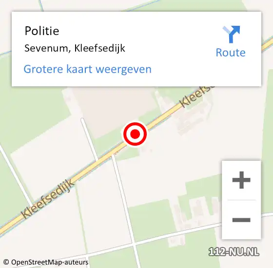 Locatie op kaart van de 112 melding: Politie Sevenum, Kleefsedijk op 10 september 2020 23:46