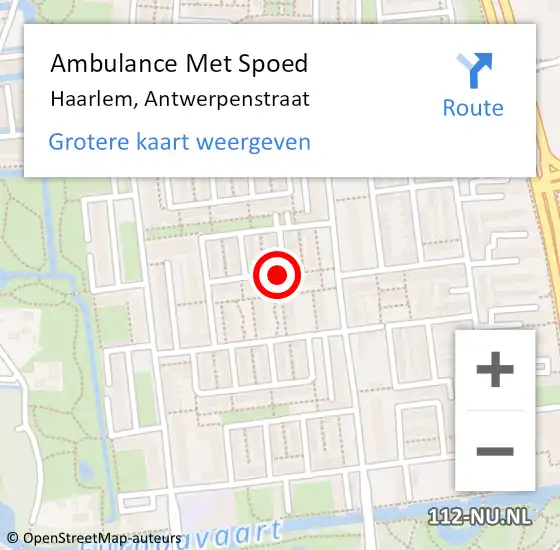 Locatie op kaart van de 112 melding: Ambulance Met Spoed Naar Haarlem, Antwerpenstraat op 11 september 2020 04:15