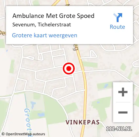 Locatie op kaart van de 112 melding: Ambulance Met Grote Spoed Naar Sevenum, Tichelerstraat op 18 mei 2014 16:03